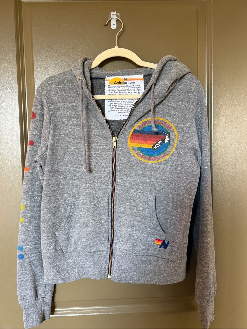Aviator Nation Full Zip Grey Hoodie